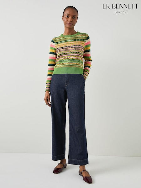 LK Bennett Greta Deep High Waist Straight 100% Cotton Jeans (AB1588) | 108 €