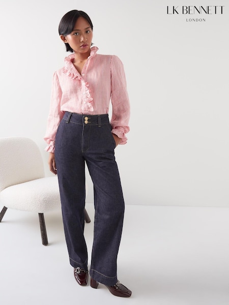 LK Bennett Greta Petite Deep High Waist Straight 100% Cotton Jeans (AB1601) | 108 €