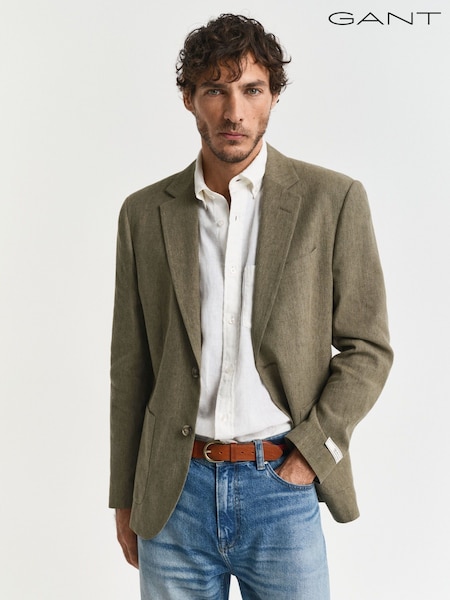 Grün - GANT Slim Fit Linen Suit Jacket (AB1634) | 613 €