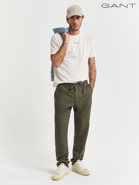 Зелений - GANT 100% Cotton Relaxed Linen Trousers (AB1659) | 7 510 грн