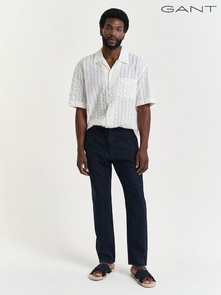 Синій - GANT 100% Cotton Relaxed Linen Trousers (AB1660) | 7 510 грн