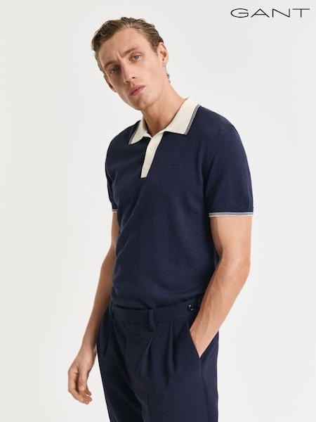 GANT Navy 100% Cotton Short Sleeve Modal Blend Polo Shirt (AB1675) | 7,210 UAH