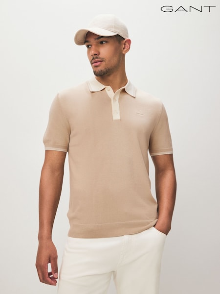 Коричневий - GANT 100% Cotton Short Sleeve Modal Blend Polo Shirt (AB1677) | 7 210 грн
