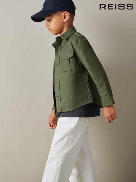 أخضر - Reiss Thomas Brushed 100% Cotton Shirt (AB1708) | ‏302 د.إ.‏