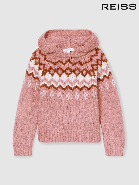 Reiss Mink Divia 13-14 yrs Cotton-Wool FairIsle Pattern Hoodie (AB1722) | €80