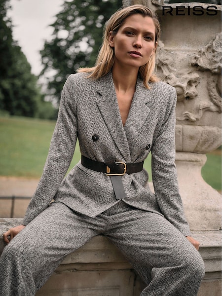 Reiss Grey Belle Wool and Cotton-Blend Tweed Suit Jacket (AB1751) | €454