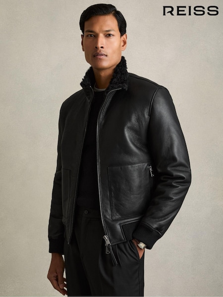 Reiss Curtis Shearling Lined Leather Jacket (AB1754) | 9,059 LEI