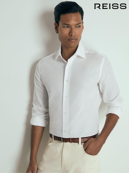 Reiss White Wallington Atelier Cotton-Piqué Long-Sleeve Shirt (AB1759) | €144