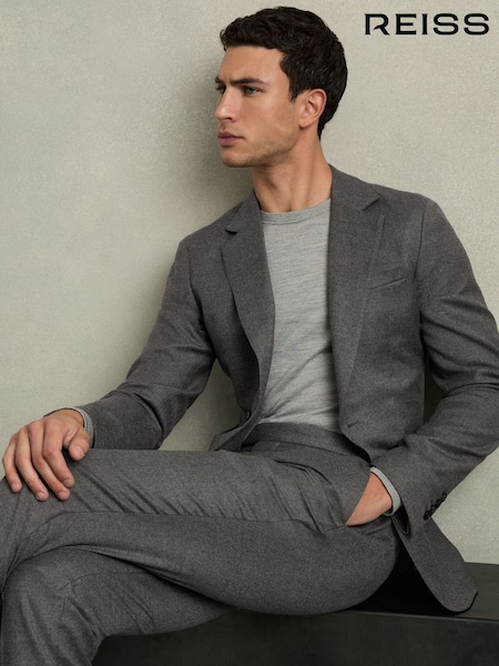 Sivi melanž - Standardni kroj - Reiss Degree Sb Slim-fit Wool-blend Suit Blazer (AB1760) | € 392
