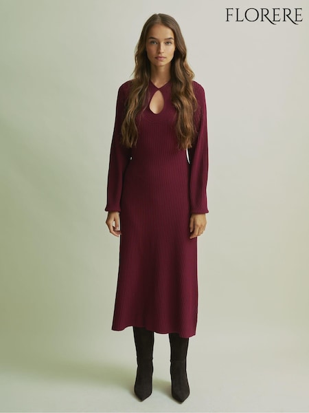 Florere Ribbed Blouson Sleeve Midi Dress (AB1772) | €212