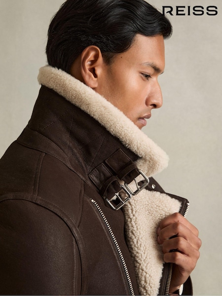 Reiss Aka Shearling Lined Leather Aviator Jacket (AB1778) | €1,672