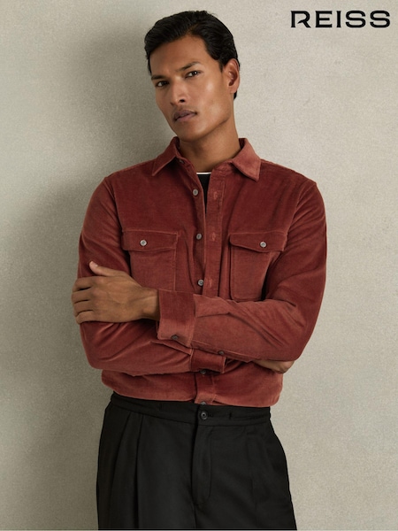 Reiss Rust Tucci Cotton-Blend Corduroy Overshirt (AB2005) | €200