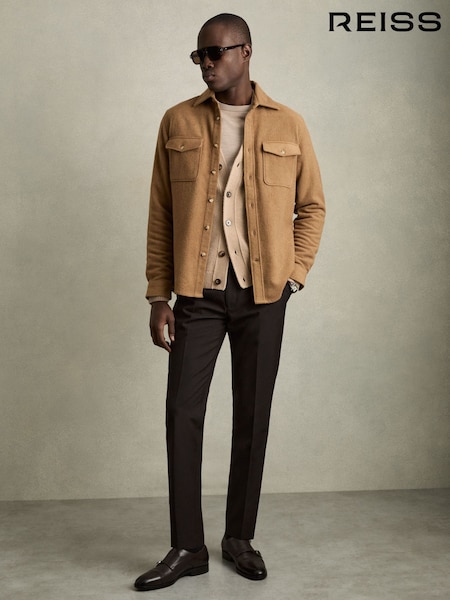 Reiss Camel Demari Twin-Pocket Overshirt With Wool (AB2009) | €83