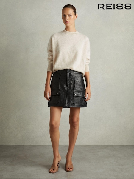 Reiss Parker Grained-Leather High-Rise Mini Skirt (AB2037) | ‏1,954‏₪