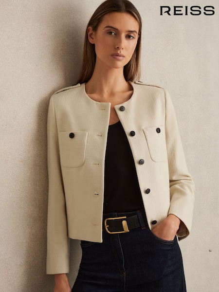 Reiss Cream Blane Wool Cropped Jacket (AB2049) | €363