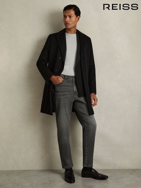 Reiss Washed Black Rathbone Relaxed-Fit Cropped Jeans (AB2054) | €160