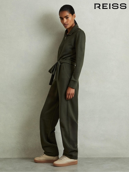 Caqui - Reiss Nina Belted Loopback-Jersey Jumpsuit (AB2061) | 245 €
