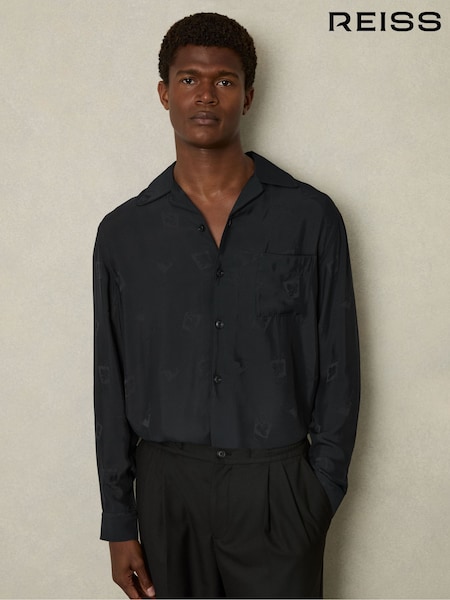 Reiss Navy Aperitif Cocktail-Jacquard Faille Shirt (AB2063) | €186