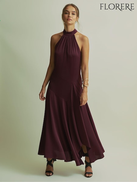Florere Halter Neck Asymmetric Midi Dress (AB2065) | €84
