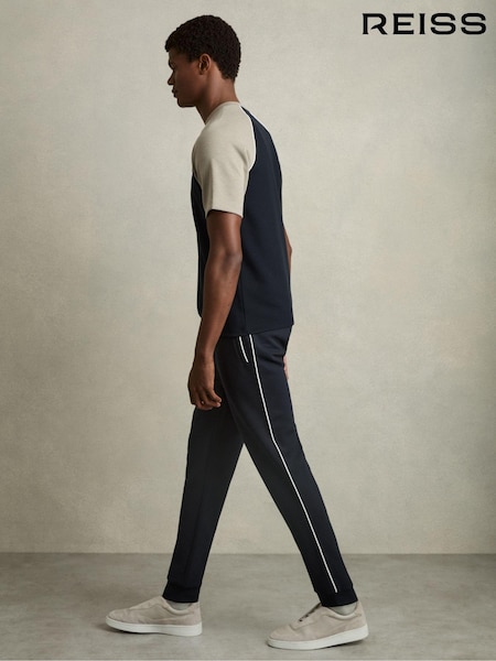 Reiss Navy Epping Interlock Piped Drawstring Joggers (AB2067) | 809 QAR
