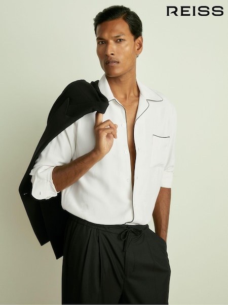 Reiss White Aperitif Cocktail-Jacquard Faille Shirt (AB2075) | AED922