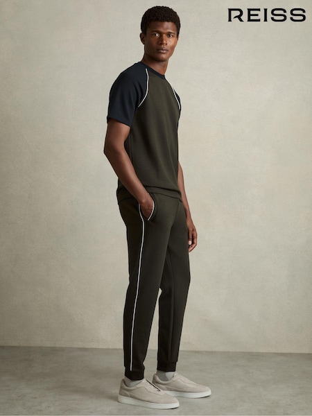 Reiss Forest Green Epping Interlock Piped Drawstring Joggers (AB2079) | €167