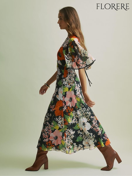 Florere Cape Detail Midi Dress (AB2082) | 881 QAR