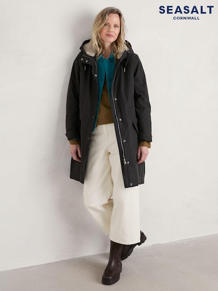 Seasalt Cornwall Black Plant Hunter Coat (AB2235) | AED480