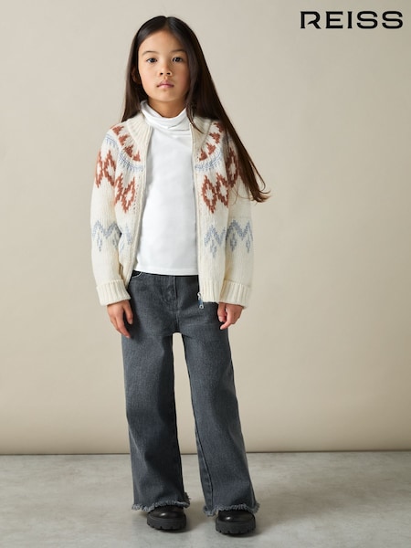 Reiss Ivory Carey 9-13 yrs Cotton-Jersey Roll-Neck Top with Stretch (AB2288) | $25