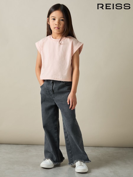 Reiss Pale Pink Terry 4-9 yrs Cotton-Jersey Cropped T-Shirt (AB2312) | €13