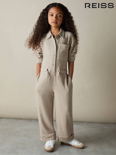 Reiss Oatmeal Rita 4-9 yrs Jersey Mélange Drawstring Boilersuit (AB2330) | €51