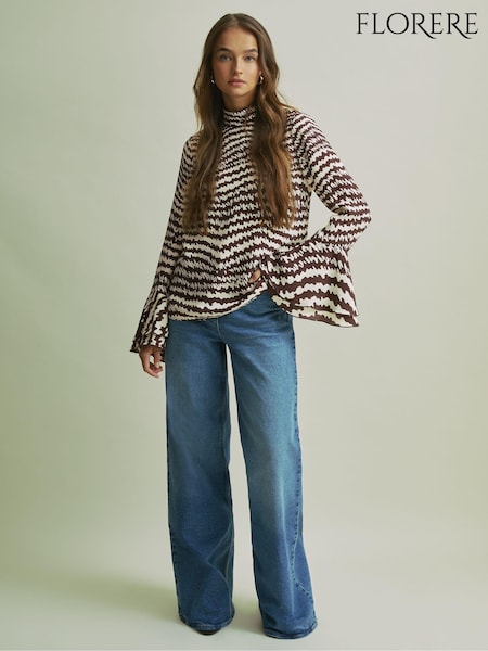 Florere Tiered Sleeve Chocolate Blouse (AB2332) | €202