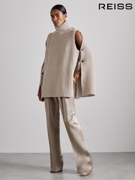 Neutral - Reiss Darcey Atelier Wool-Blend Buttoned-Sleeve Jumper with Cashmere (AB2334) | 2,942 LEI