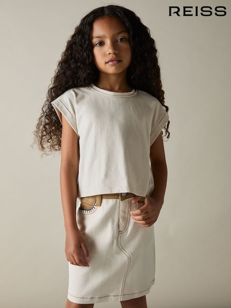 Reiss Taupe Terry 4-9 yrs Cotton-Jersey Cropped T-Shirt (AB2339) | €13