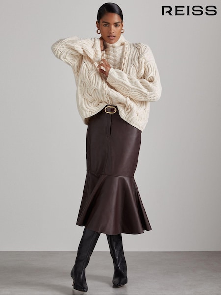 Cream - Reiss Aubrey Atelier Wool and Cashmere Cabled Jumper (AB2353) | 2,793 LEI