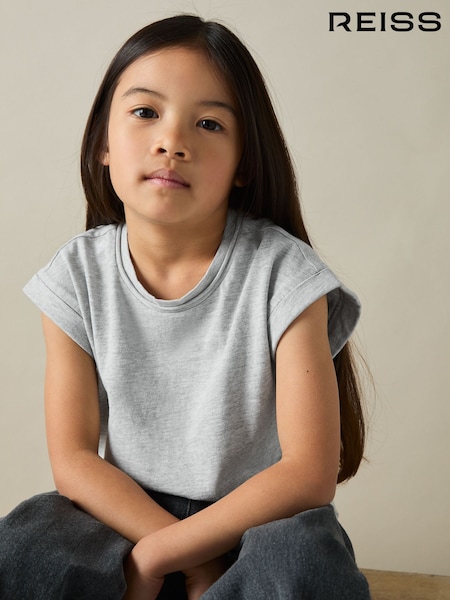 Reiss Grey Terry 4-9 yrs Cotton-Jersey Cropped T-Shirt (AB2361) | €13
