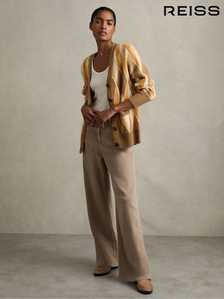 Reiss Francesca Wool-Cashmere Diamond-Jacquard Cardigan (AB2362) | € 392