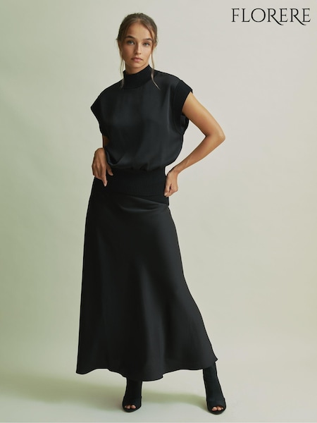 Florere Hybrid Satin Knit Cropped Top (AB2368) | AED745