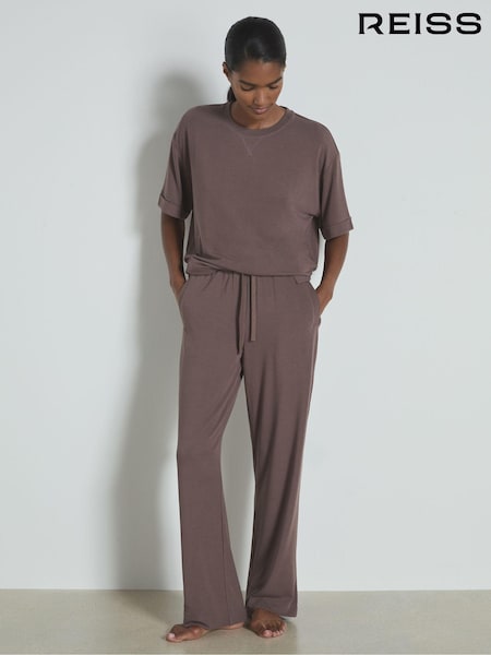 لون منك داكن - Reiss Felicity Thermal Jersey Drawstring Joggers (AB2370) | ‏720 ر.ق.