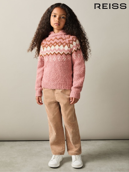Reiss Mink Divia 4-9 yrs Cotton-Wool FairIsle Pattern Hoodie (AB2379) | €63