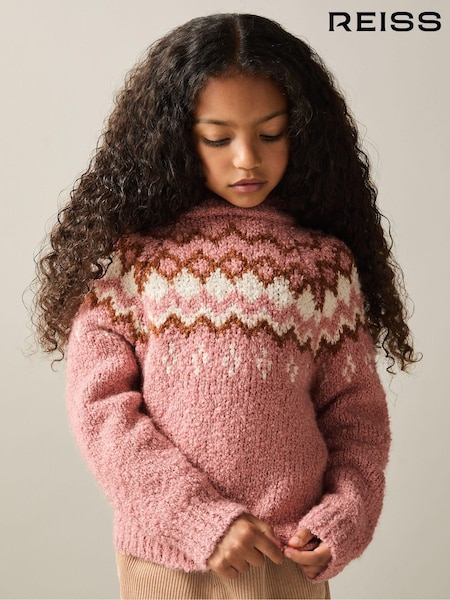 Reiss Mink Divia 9-13 yrs Cotton-Wool FairIsle Pattern Hoodie (AB2384) | €70