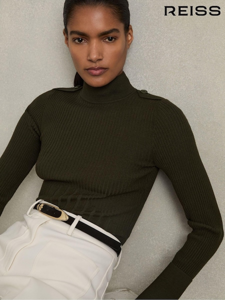 Verde - Reiss Vienne Rib-knit High-neck Top (AB2389) | 974 LEI