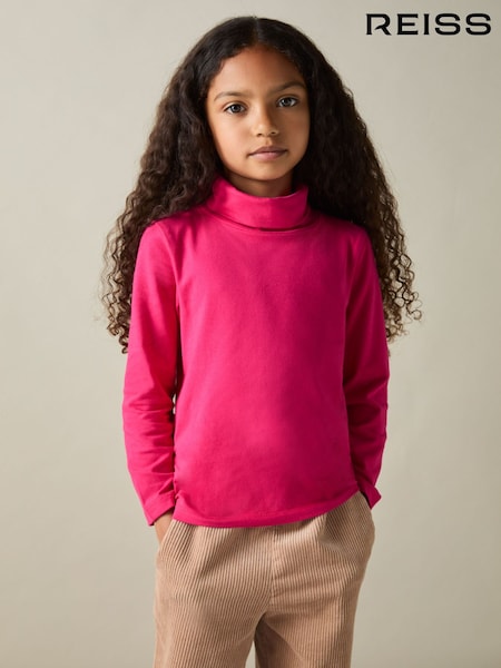 Rosa brillante - Reiss Carey Cotton-Jersey Roll-Neck Top with Stretch (AB2398) | 15 €