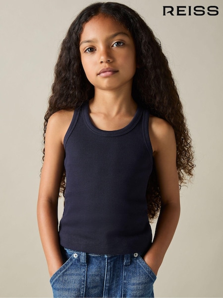 Reiss Navy Violet 4-9 yrs Cotton Blend Ribbed Vest (AB2408) | €10