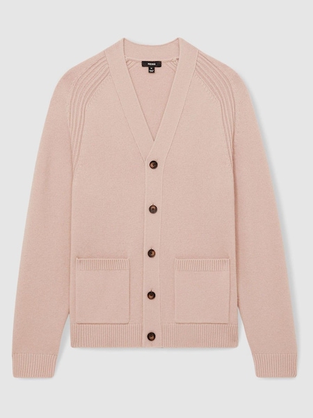 Nežno roza - Reiss Nimbus Wool-Blend Ridge-Seam Cardigan (AB2420) | € 182