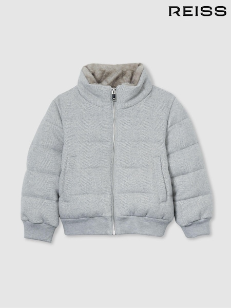 Reiss Farid Herringbone Faux-Fur Collar Puffer Jacket (AB2440) | 95 €
