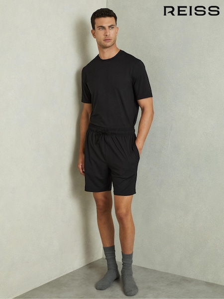 Negru - Pantaloni scurți din jerseu Reiss Denver cu șnur (AB2443) | 479 LEI