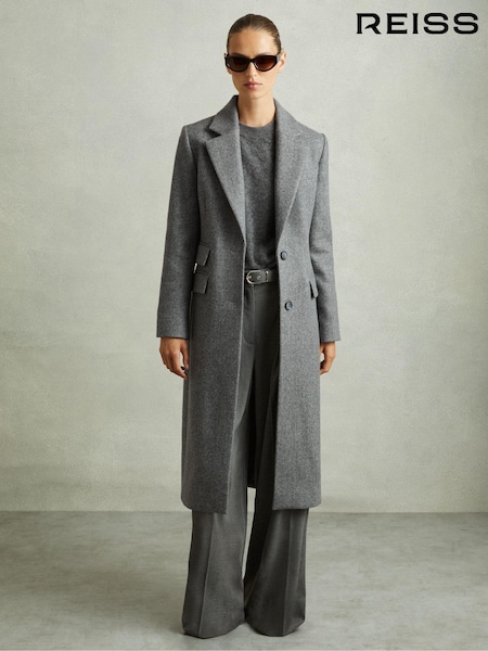 Reiss Grey Amalia Wool-Blend Longline Coat (AB2453) | €325