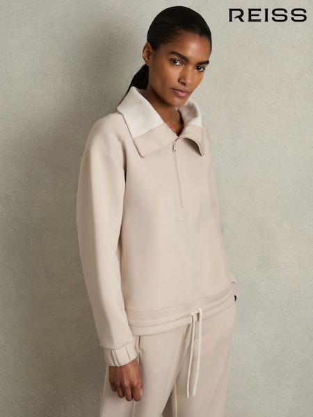Reiss Stone Laney Interlock Half-Zip Drawstring-Hem Sweatshirt (AB2454) | 1,056 SAR