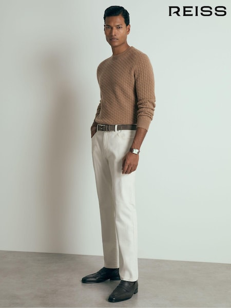 Reiss Camel Melange Harrogate Atelier Cashmere Cable-Knit Crew-Neck Jumper (AB2473) | R$ 2,350